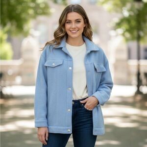 Zara Sky Blue Teddy Jacket